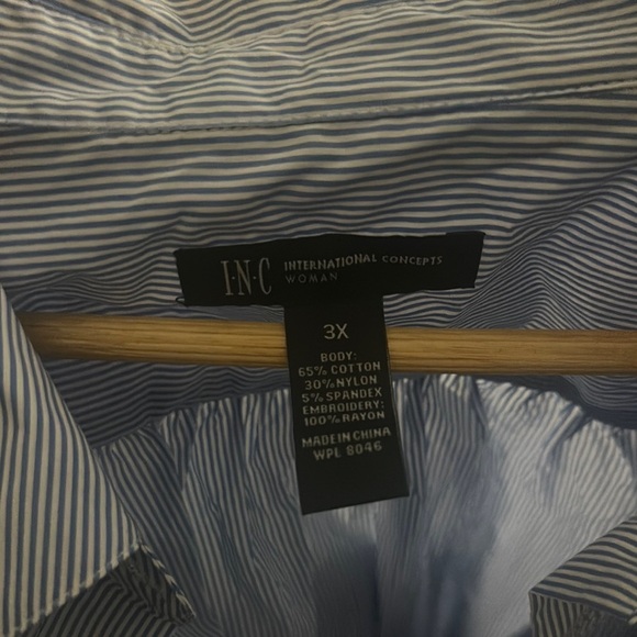 INC International Concepts Blue Button Down Shirt - Picture 8 of 8